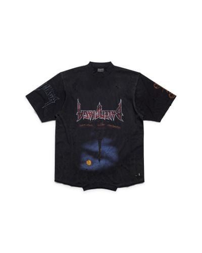 Balenciaga Camiseta oversize upside down paris moon - Negro