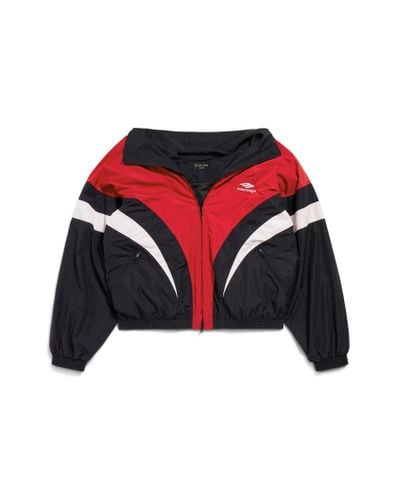 Balenciaga 3b Sports Icon Off Shoulder Tracksuit Jacket - Red