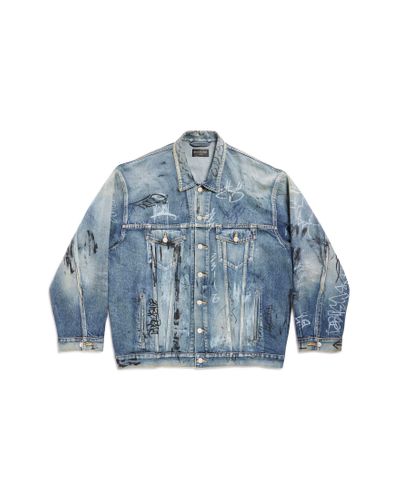 Balenciaga Graffiti oversized jacke - Blau