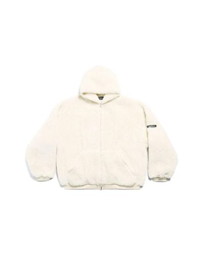 Balenciaga Outerwear hoodie mit reißverschluss - Weiß