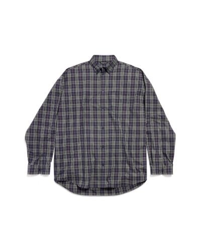 Balenciaga Check Motif Flannel Shirt - Gray