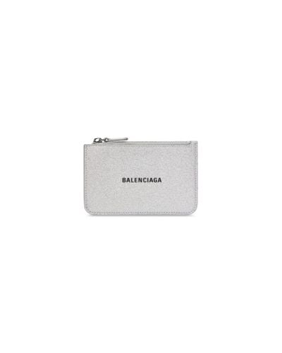 Balenciaga Cash Large Long Coin And Card Holder Sparkling Fabric - White