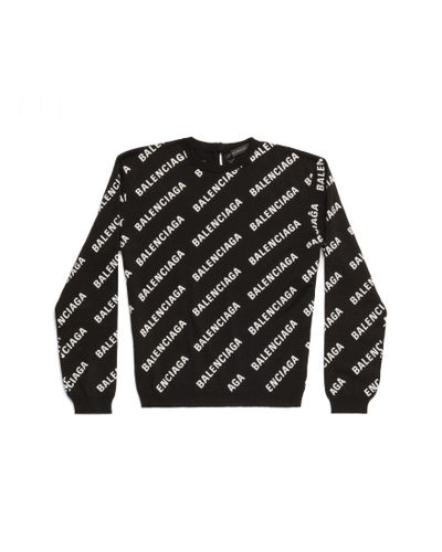 Balenciaga Allover Logo Crop Jumper - Black