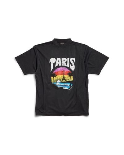 Balenciaga Camiseta paris tropical medium fit - Negro