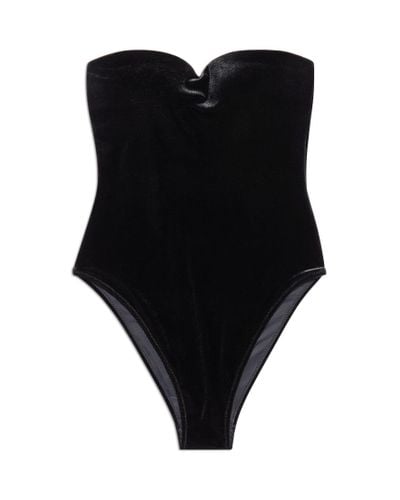 Balenciaga Costume da bagno con scollo a cuore - Nero