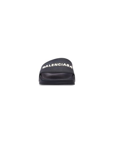 Balenciaga Logo-embossed Rubber Slides - Black
