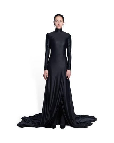 Balenciaga Turtleneck Drape Gown - Black