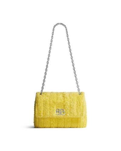 Balenciaga Monaco Mini Bag Quilted Towel Fabric - Yellow