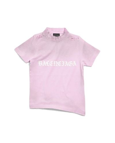 Balenciaga Gothic Type Shrunk T-shirt Bodycon Fit - Pink