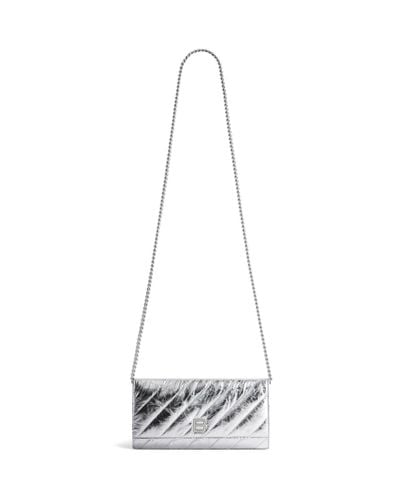 Balenciaga Crush Wallet On Chain Metallized Quilted - White