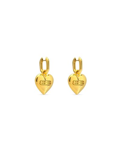 Balenciaga Bb Heart-shaped Earrings - Metallic