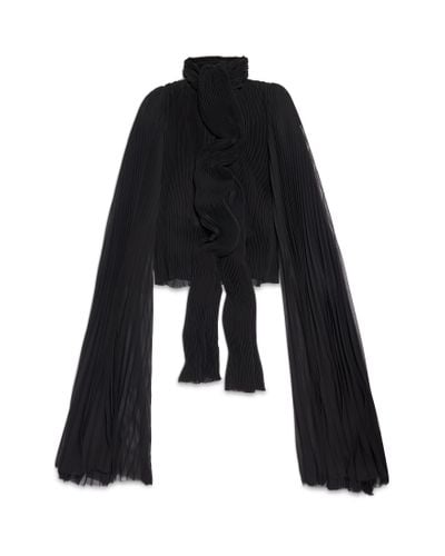 Balenciaga Blusa a pieghe con foulard - Nero