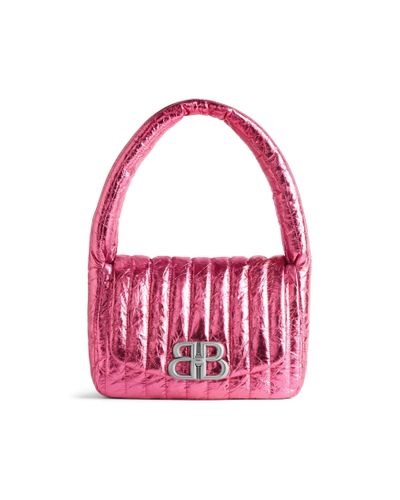 Balenciaga Monaco kleine umhängetasche mit steppung in metallic - Pink