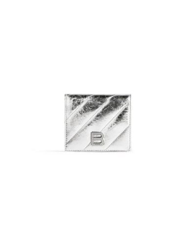 Balenciaga Crush Flap Coin And Card Holder Metallized Quilted - White