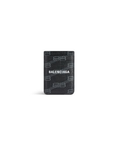 Balenciaga Signature Magnet Card Holder Bb Monogram Coated Canvas - Black