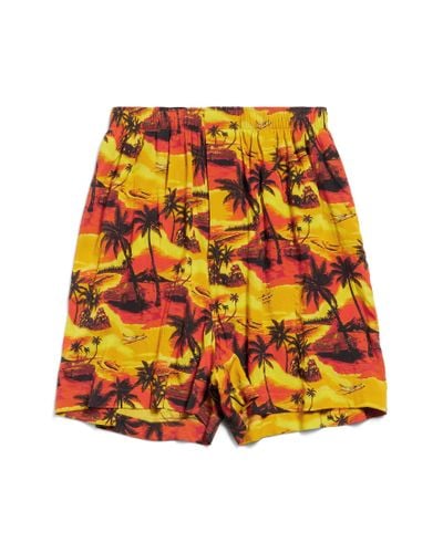 Balenciaga Hawaiian Car Pajama Shorts - Yellow