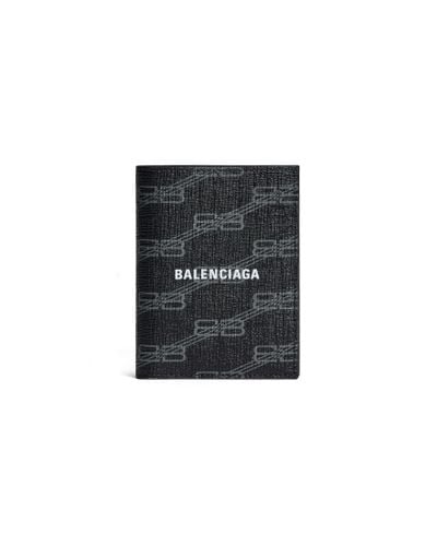 Balenciaga Cartera vertical plegable signature en lona revestida bb monogram - Negro