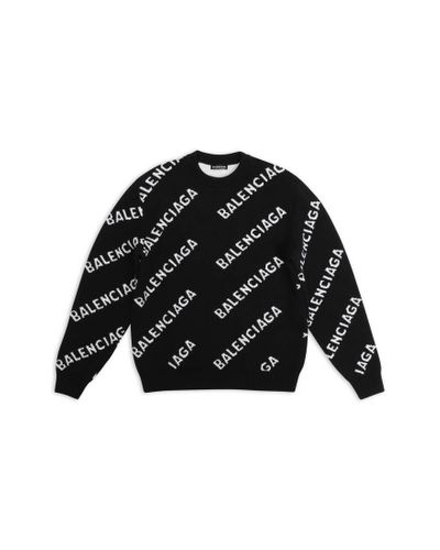 Balenciaga Allover Logo Sweater - Black