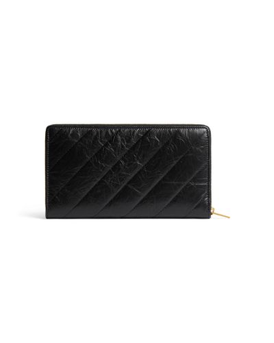 Balenciaga Crush Continental Wallet Quilted - Black