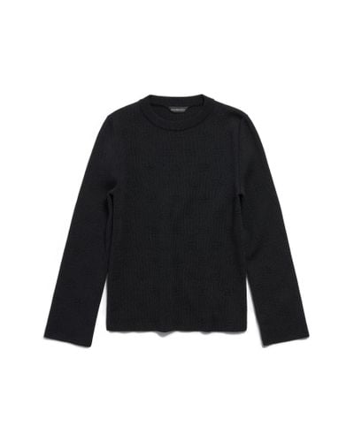 Balenciaga Bb Allover Cropped Sweater - Black