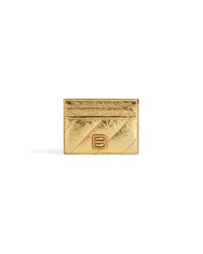 Balenciaga Crush Card Holder Metallized Quilted - Natural