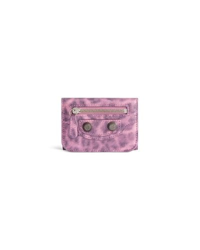 Balenciaga Le Cagole Mini Wallet With Leopard Print - Purple