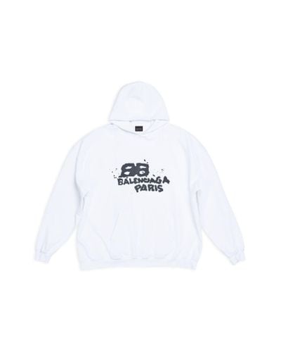 Balenciaga Hand-drawn bb icon hoodie large fit - Weiß
