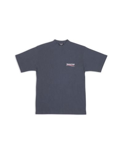Balenciaga T-shirt in cotone con logo - Blu