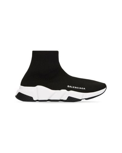 Balenciaga Sneakers speed 2.0 in maglia nera con suola bianca - Nero