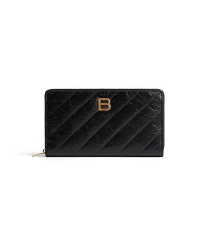 Balenciaga Crush Continental Quilted-leather Wallet - Black