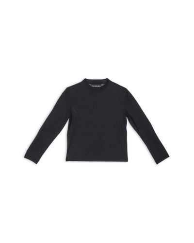 Balenciaga Tab Fitted Long Sleeve T-shirt - Black