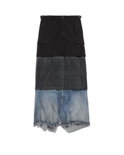 Balenciaga Patchwork Layered Maxi Skirt - Black