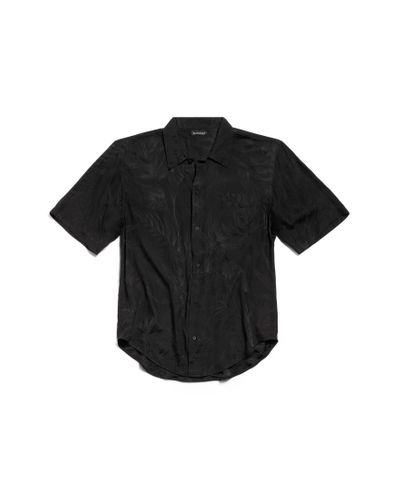 Balenciaga Tropical Flowers Minimal Short Sleeve Shirt Large Fit - Black