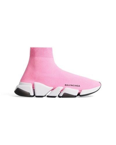 Balenciaga Speed 2.0 clear sole sneaker aus recyceltem strick - Pink