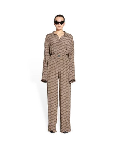 Balenciaga Bb Monogram Pajama Pants - Brown