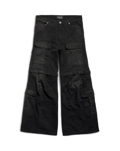Balenciaga Flared Cotton Cargo Trousers - Black