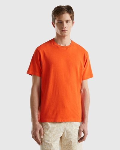 Benetton T-shirt Leggera Relaxed Fit - Arancione