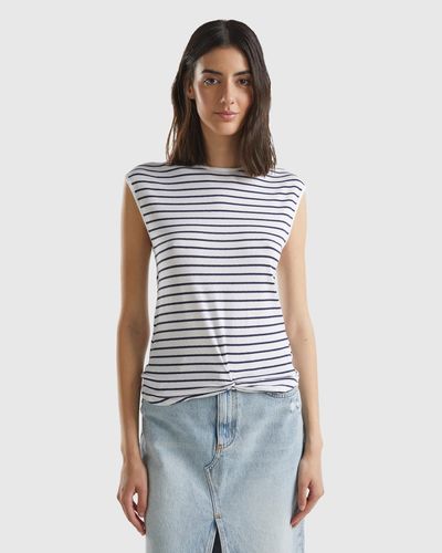 Benetton Striped T-shirt With Knot - Black
