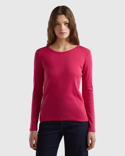 Benetton Long Sleeve Pure Cotton T-shirt - Red