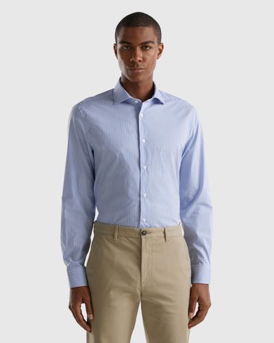 Benetton Slim Fit Striped Shirt - Blue