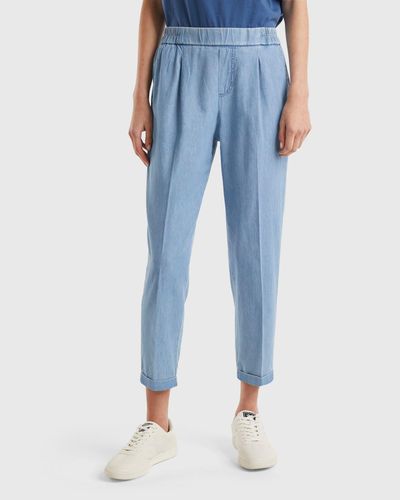 Benetton Trousers In Chambray - Black