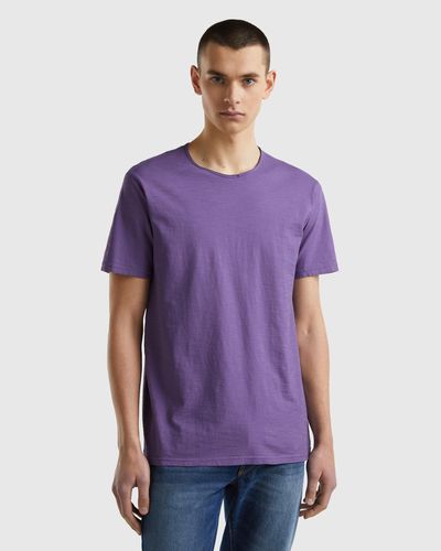Benetton T-shirt Violet En Coton Flammé