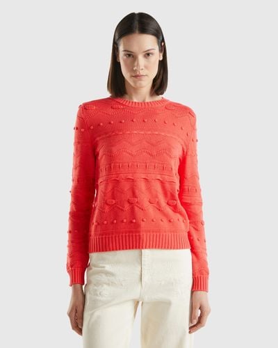 Benetton Coral Red Knitted Jumper