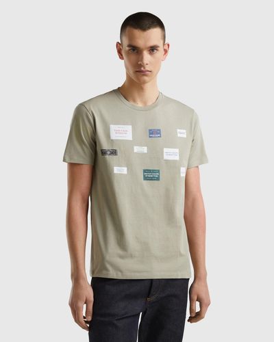 Benetton T-shirt Regular Fit Mit Print - Schwarz