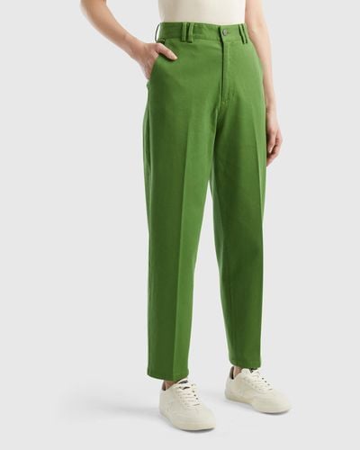 Benetton Pantalon Chino En Coton Et Modal® - Vert