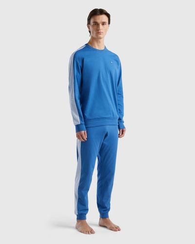 Benetton Pijama Con Bandas Laterales - Azul