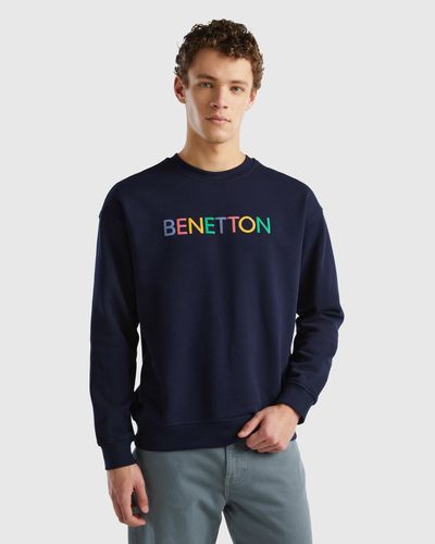 Benetton Sweat À Col Rond Et Imprimé Logo - Bleu