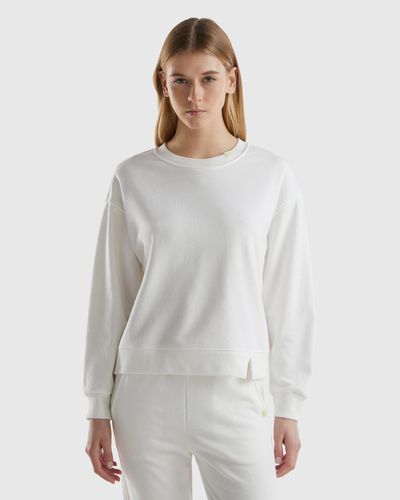 Benetton Pullover Sweatshirt In Cotton Blend - Grey