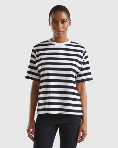 Benetton Striped Comfort Fit T-shirt - Black