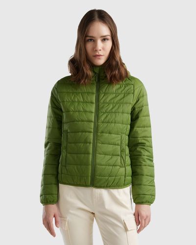 Benetton Puffer Jacket With Recycled Wadding - Green